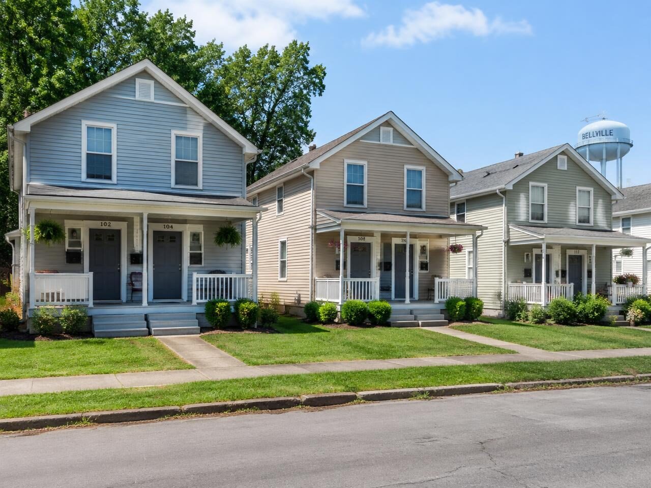 Row of well-kept rental homes